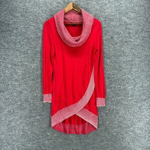 Fontana Sweater Dress Women M Medium Red Short Cowl Neck Long Sleeve Casual